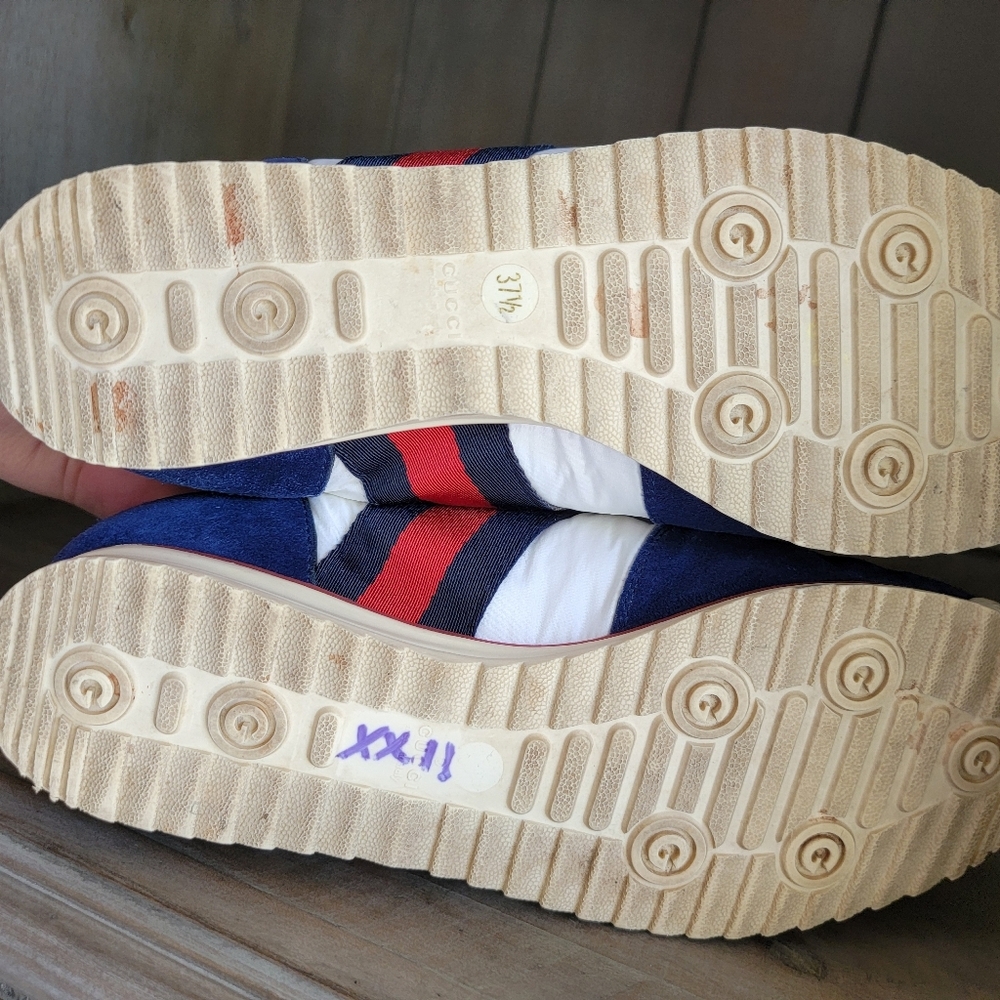 Gucci Signature Stripe Ace Suede/Nylon Sneakers- Authentic- Womens(EU 37.5 US 7) - Picture 12 of 16